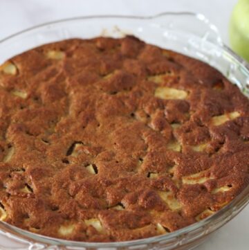 apple honey cake in a round pan