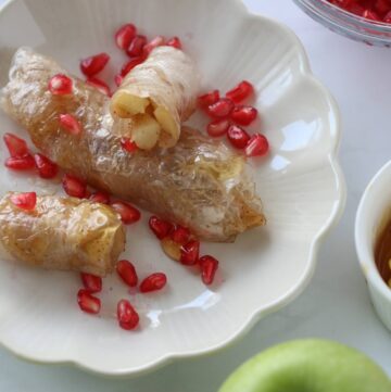 Baked Apple Pie Rice Paper Rolls on a plate