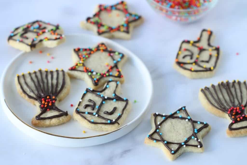 hanukkah sugar cookies on a plate