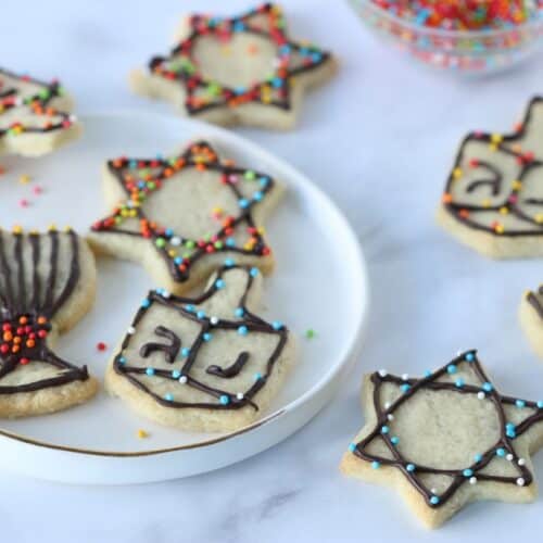 hanukkah sugar cookies on a plate
