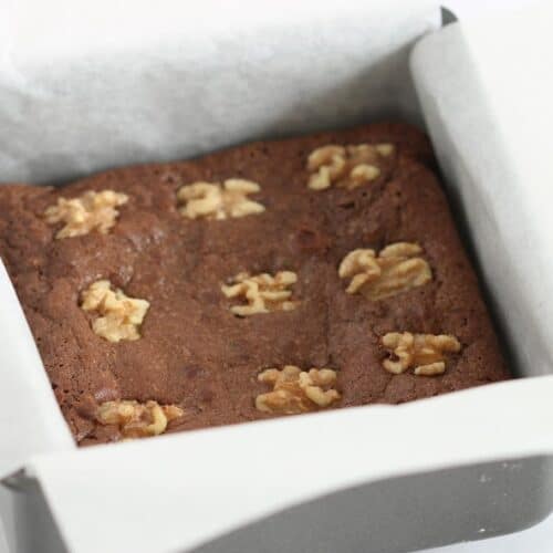 brownies in baking pan