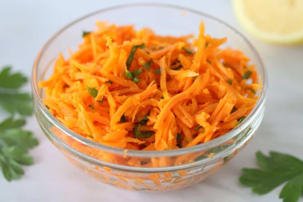 carrot salad with parsley in a bowl