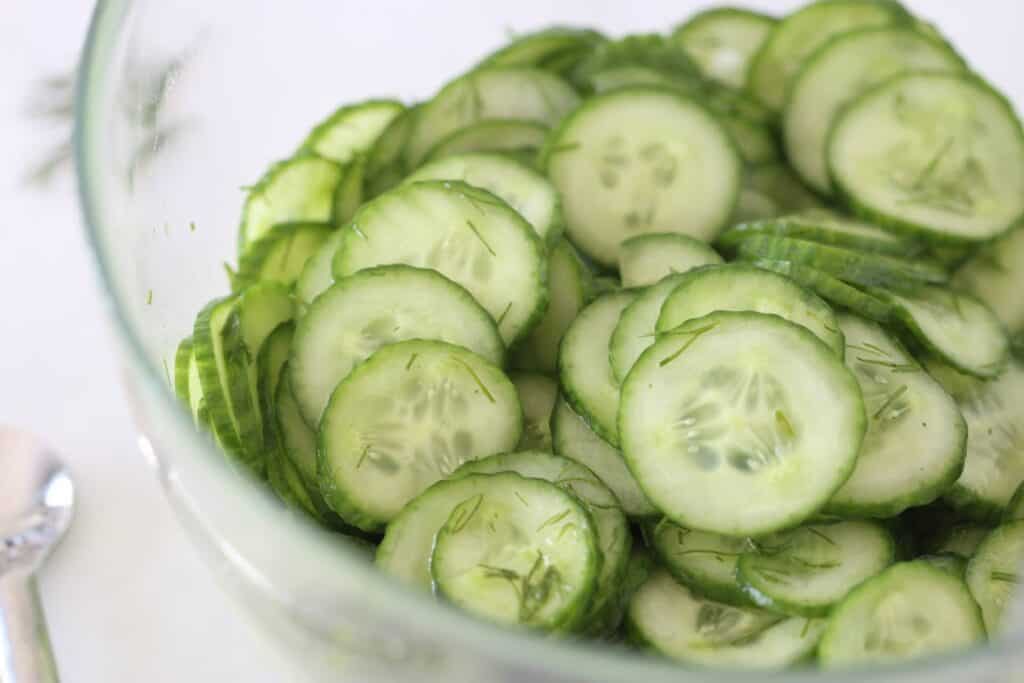 Cucumber Dill Salad in a bowl