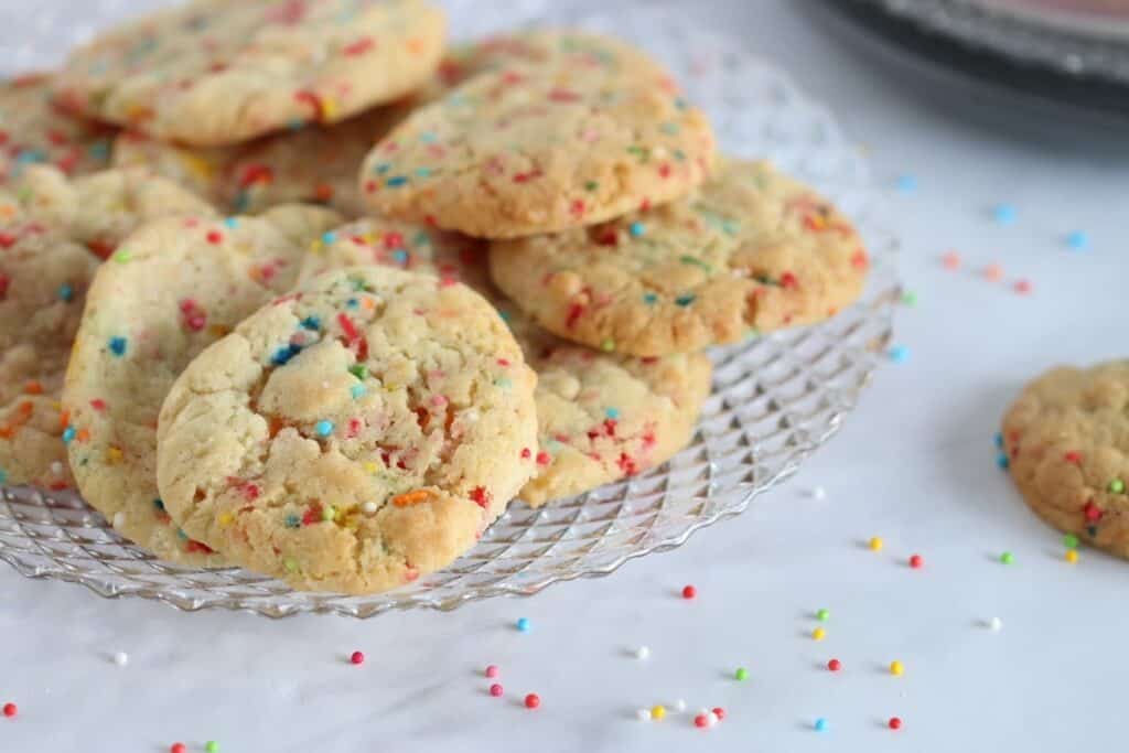 funfetti cookies on a plate