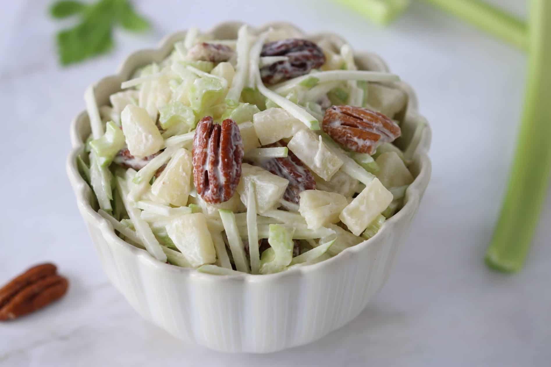 pineapple waldorf salad in a bowl