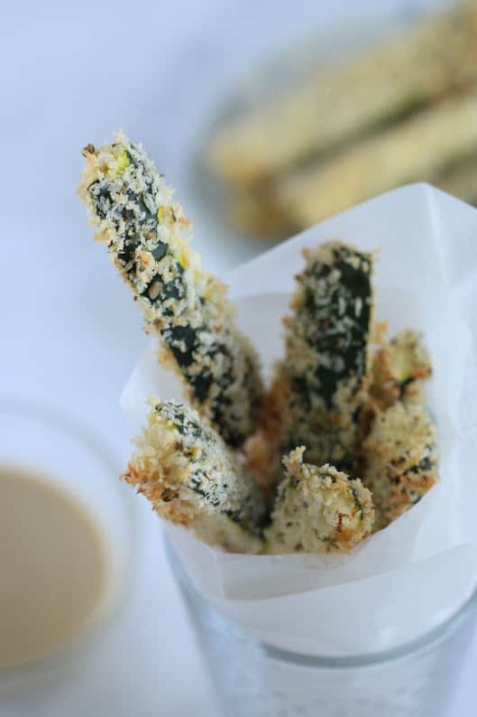 Baked zucchini fries served 