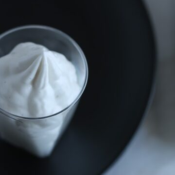 vegan whipped cream in a small cup