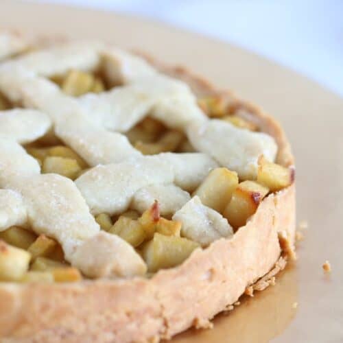 Nondairy Apple Tart on a gold plate