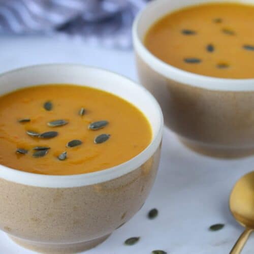 Orange Vegetable Soup in 2 bowls