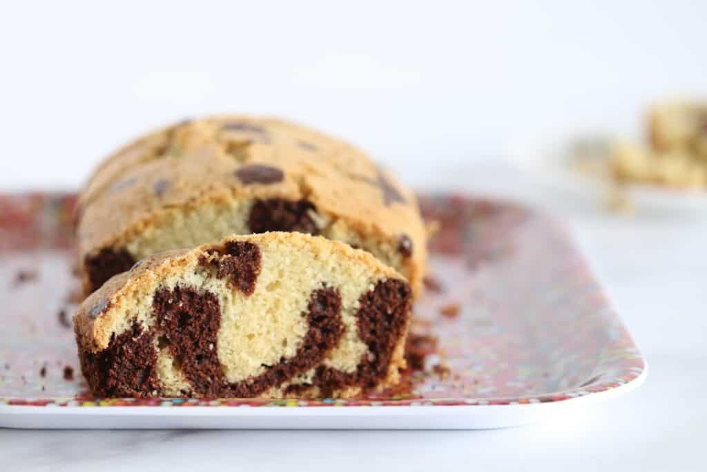 Parve Marble Cake on a tray