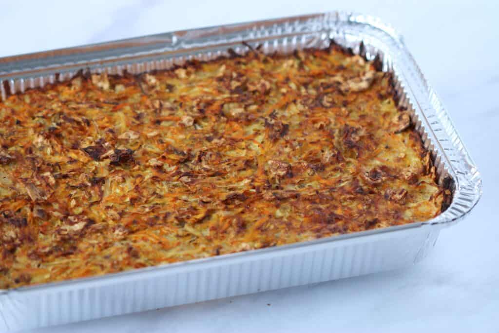 Passover Vegetable Kugel in a pan