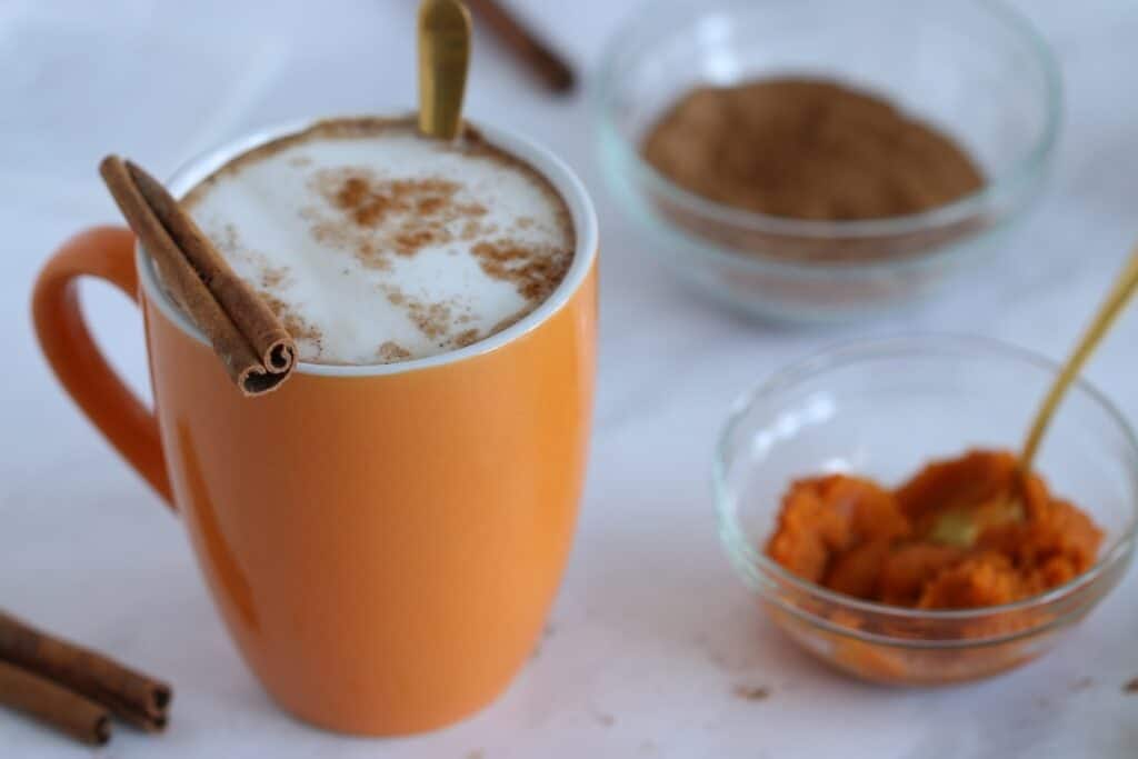 Pumpkin Spice Latte in an orange mug