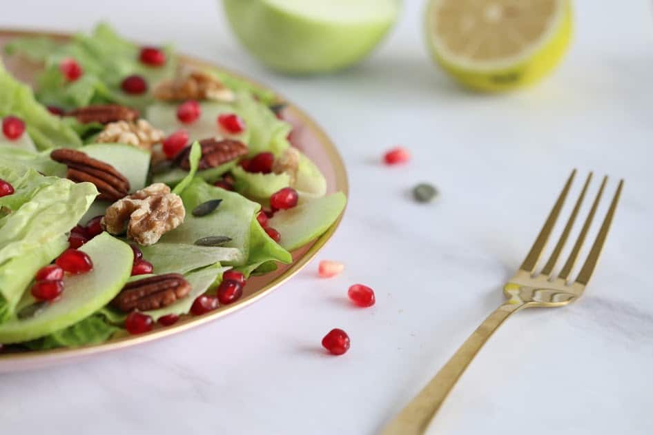 rosh hashanah salad on a serving plate
