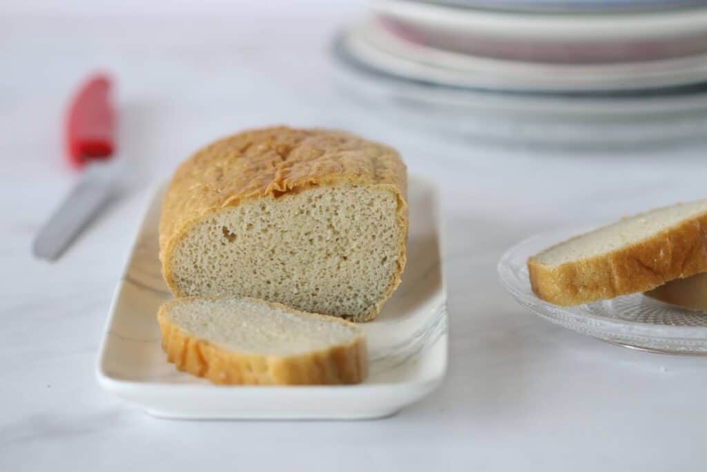 Savory Almond Bread cut on a tray
