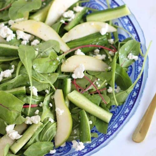 Green Pear Salad in a serving dish