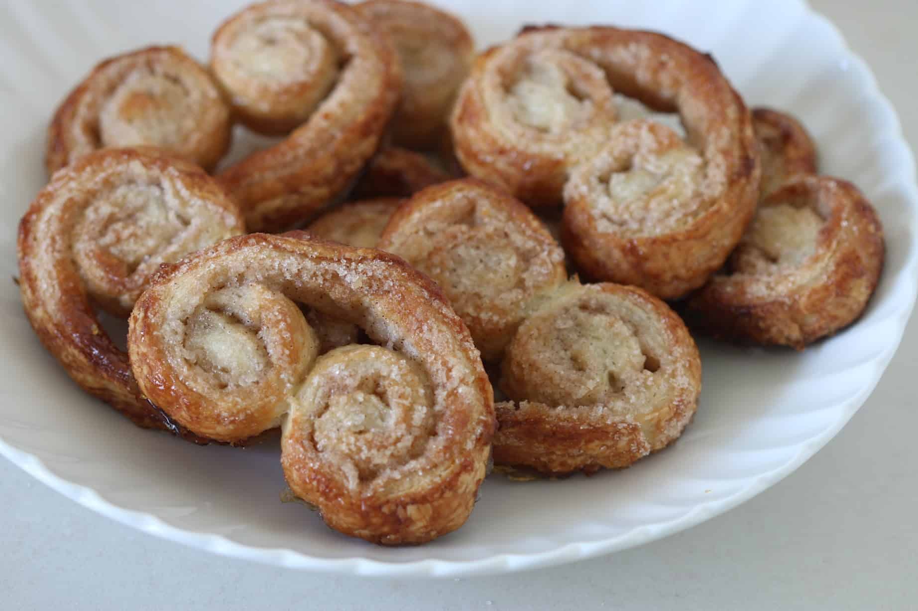 cinnamon palmiers cookies in a plate