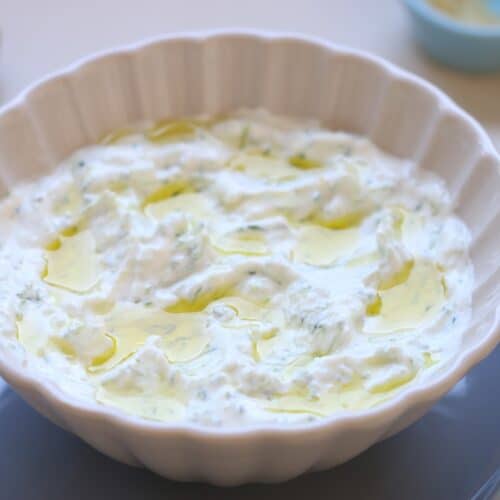 tzatziki sauce in a bowl